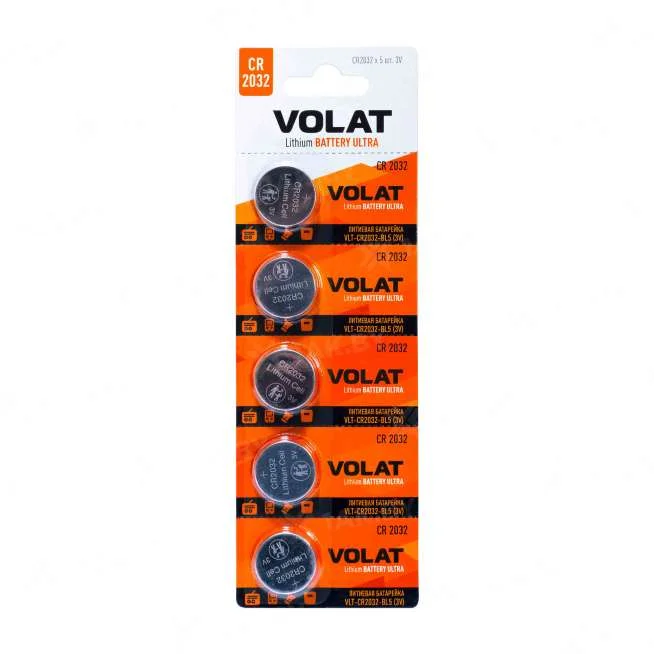 Литиевые батареи VOLAT ULTRA CR2032-5BL, 3V, блистер 5 шт