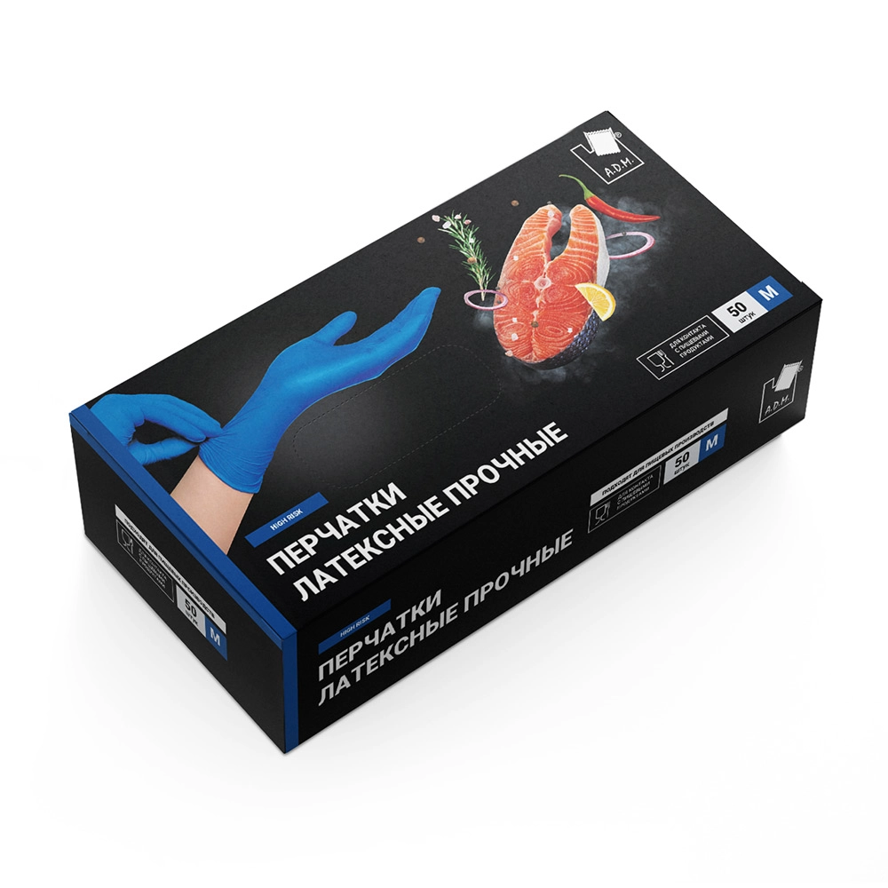Перчатки латексные неопудренные GLoves High Risk, размер М, 50 шт
