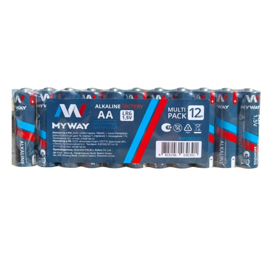 Алколиновые батареи MAWAY LR6/AA BL-12