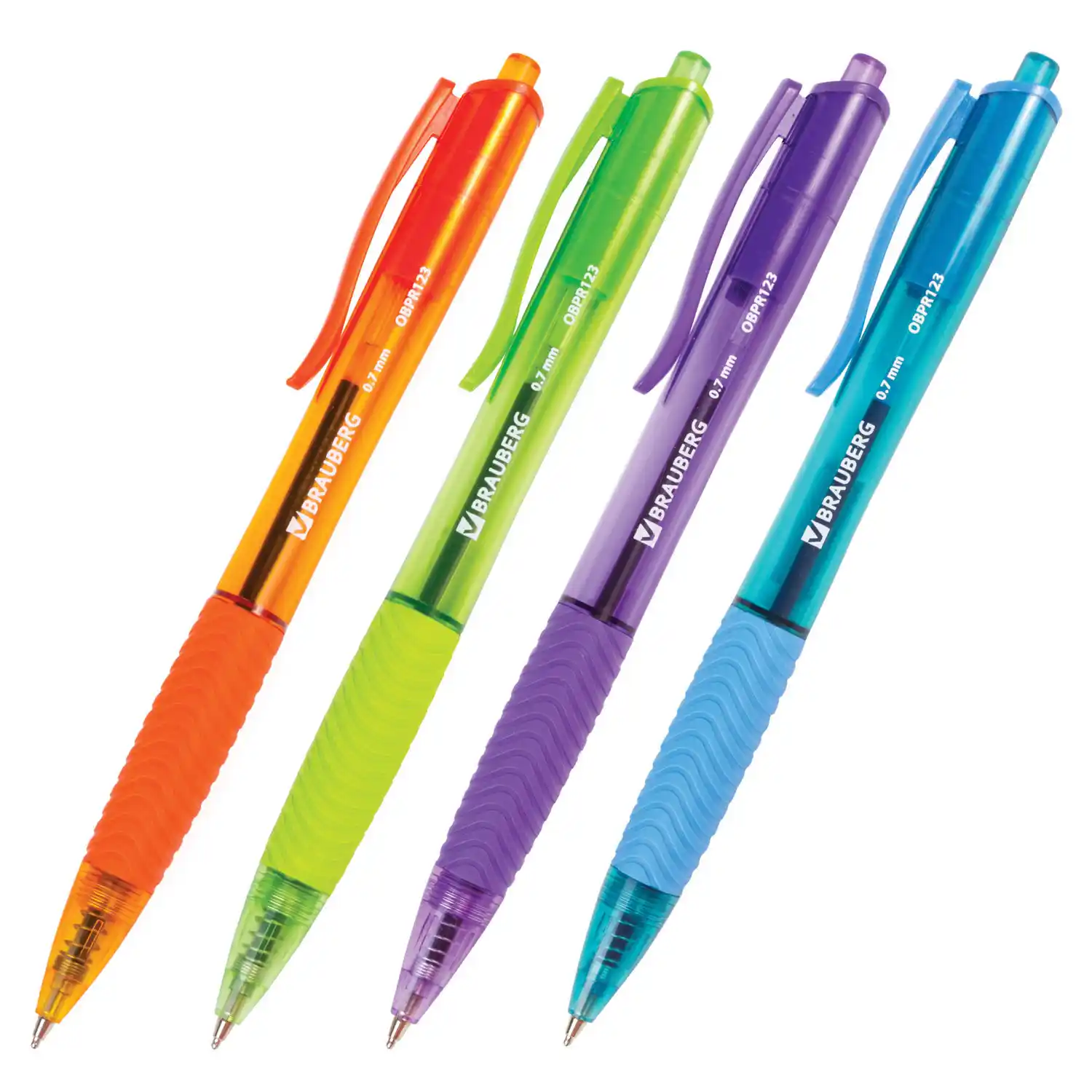 Ручка шариковая масляная автоматическая с грипом BRAUBERG Fruity RD, чернила синие