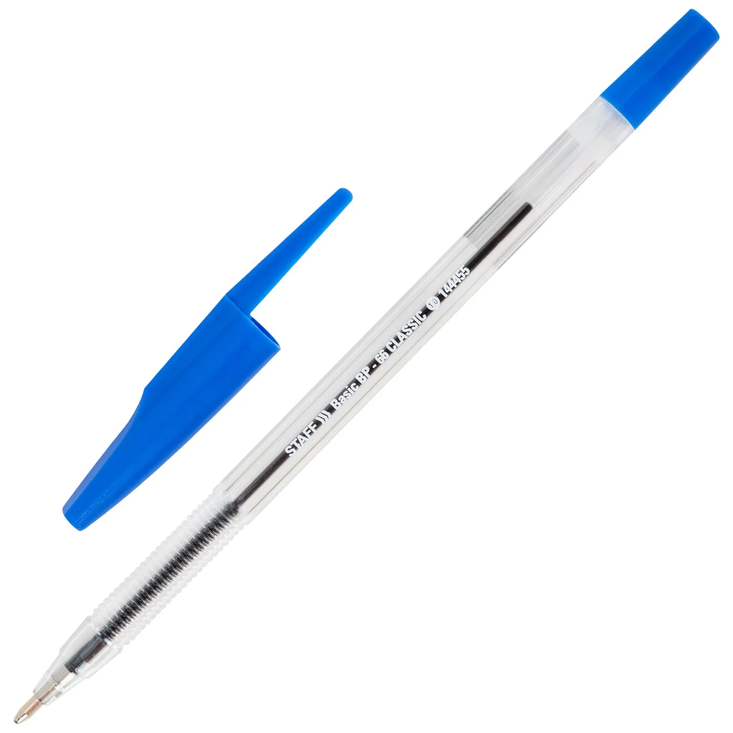 Ручка шариковая STAFF Basic BP-66 CLASSIC корпус прозрачный, синяя