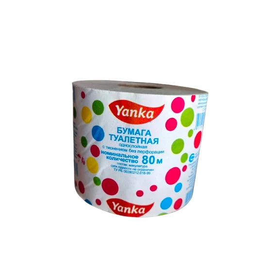 Бумага туалетная Yanka 80 м в рулончиках, 1 шт