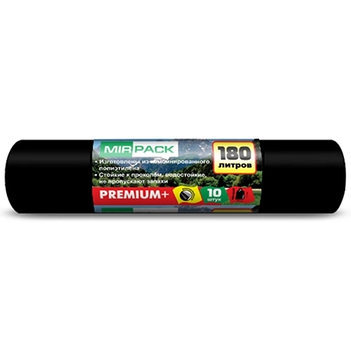Мешки для мусора Mirpack ПВД Premium+ 180 л 35 мкм 10 шт