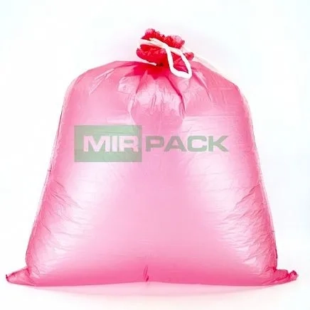VIP Пакеты для мусора MIRPACK с завязками 35л рулон 15шт, 18 мкм, красные